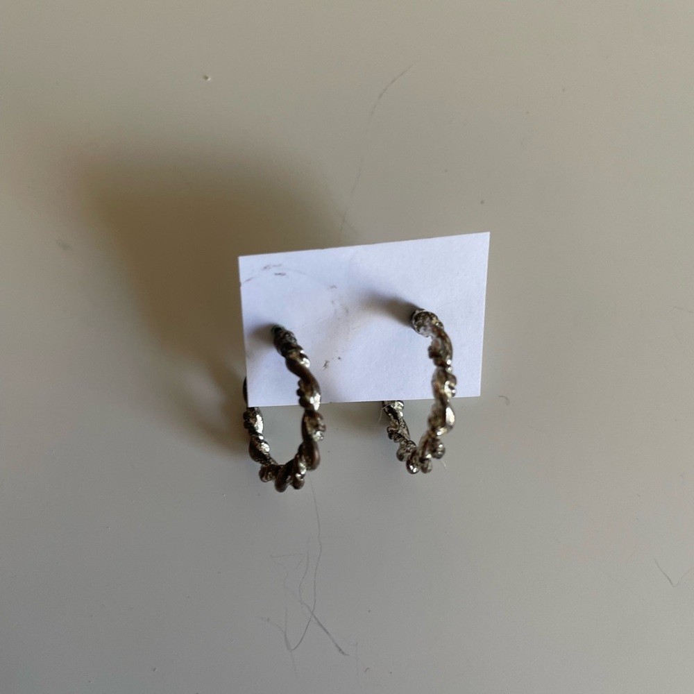 Twisted Rope Hoop Earrings in Silver Tone
